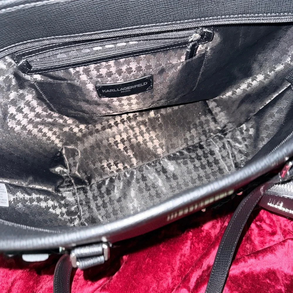 Karl Lagerfeld Black Tote with Floral Accents - Picture 4 of 4